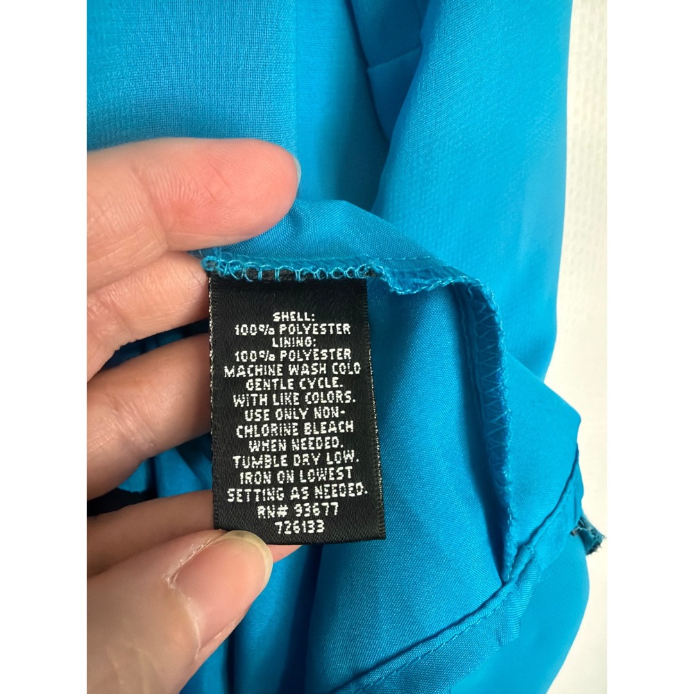 Nicole by Nicole Miller Turquoise Blue Black Colorblock Sleeveless Blouse Medium - Picture 6 of 9